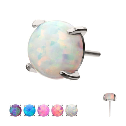 Invictus Titanium Threadless 4-Prong Opal Top
