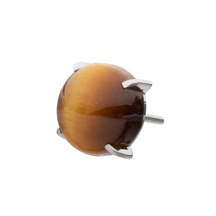 Invictus Titanium Threadless 4-Prong Round Natural Stone Top