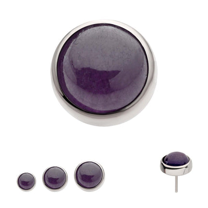 Invictus Titanium Threadless Bezel Set Natural Amethyst Stone Top