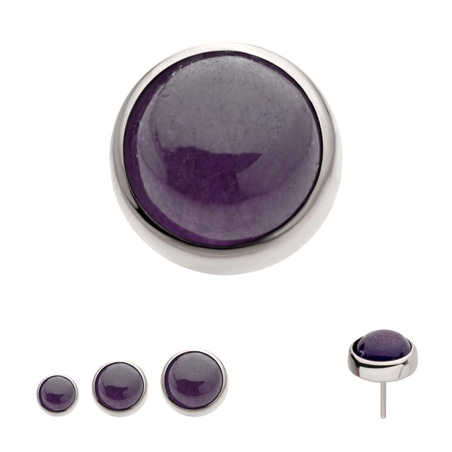 Invictus Titanium Threadless Bezel Set Natural Amethyst Stone Top