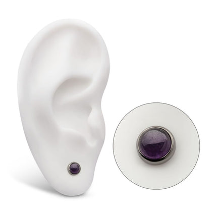 Invictus Titanium Threadless Bezel Set Natural Amethyst Stone Top