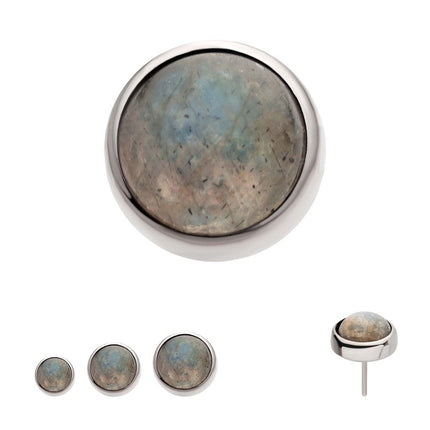 Invictus Titanium Threadless Bezel Set Natural Labradorite Stone Top