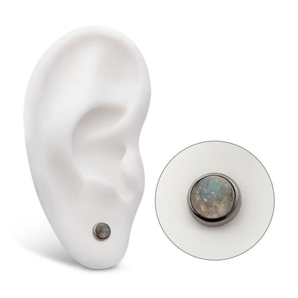 Invictus Titanium Threadless Bezel Set Natural Labradorite Stone Top