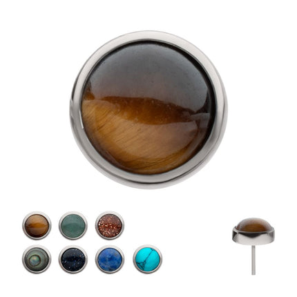 Invictus Titanium Threadless Bezel Set Round Natural Stone Top