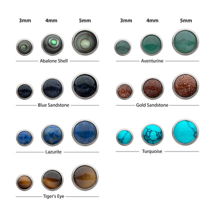Invictus Titanium Threadless Bezel Set Round Natural Stone Top