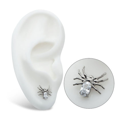 Invictus Titanium Threadless Spider Top with 4-Prong Oval CZ