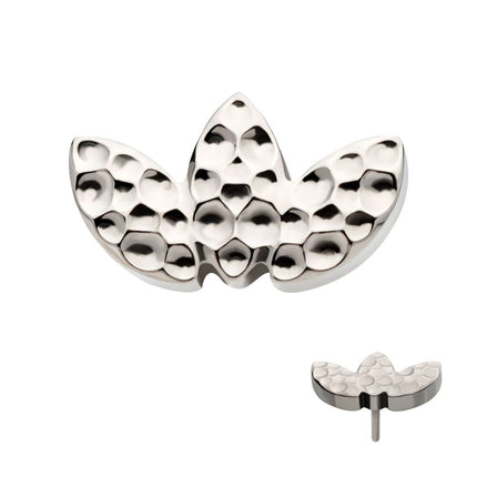 Invictus Titanium Threadless Hammered Marquise 3-Cluster Top