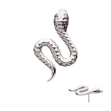 Invictus Titanium Threadless Garnet CZ Eye Snake Top