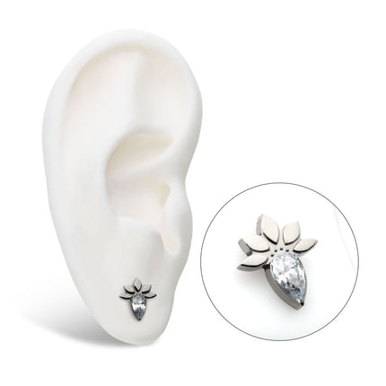 Invictus Titanium Threadless Marquise Cluster Fan Shape with Teardrop CZ Top