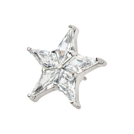 Invictus Titanium Threadless Star Top with 5 Prong Set Kite Shape Clear CZ