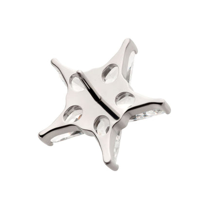Invictus Titanium Threadless Star Top with 5 Prong Set Kite Shape Clear CZ