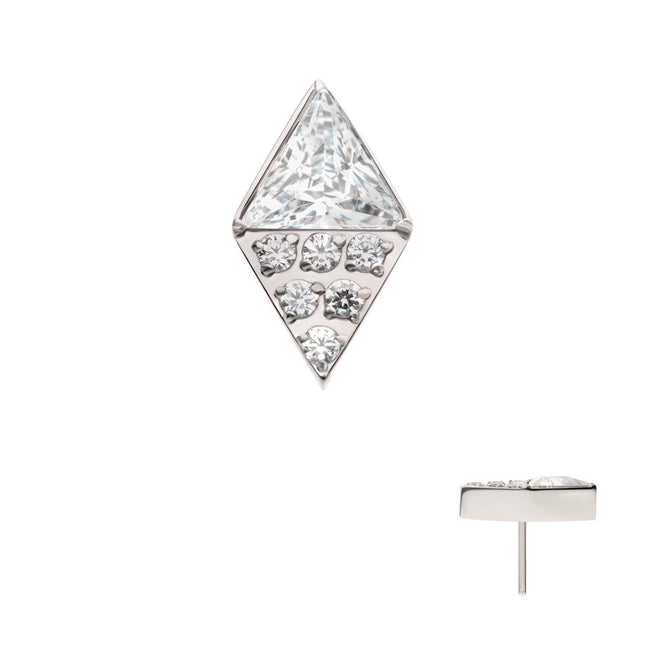 Invictus Titanium Threadless Triangle & Round CZ Rhombus Shape Top