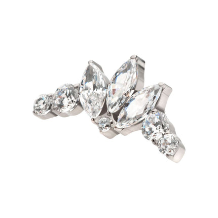 Invictus Titanium Threadless Crown Shape Top with Clustered Prong Set Round & Marquise CZ