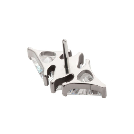 Invictus Titanium Threadless 3 Cluster Top with Prong Set Marquise & Triangle CZ