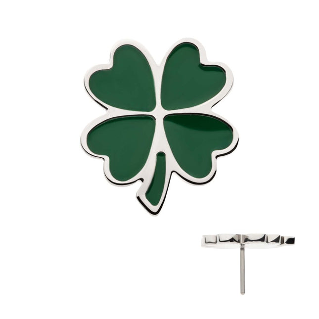 Invictus Titanium Threadless Enamel 4-Leaf Clover Top