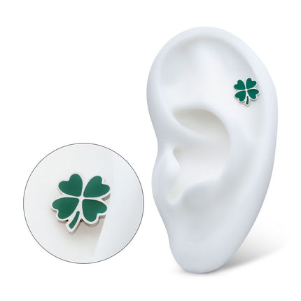 Invictus Titanium Threadless Enamel 4-Leaf Clover Top