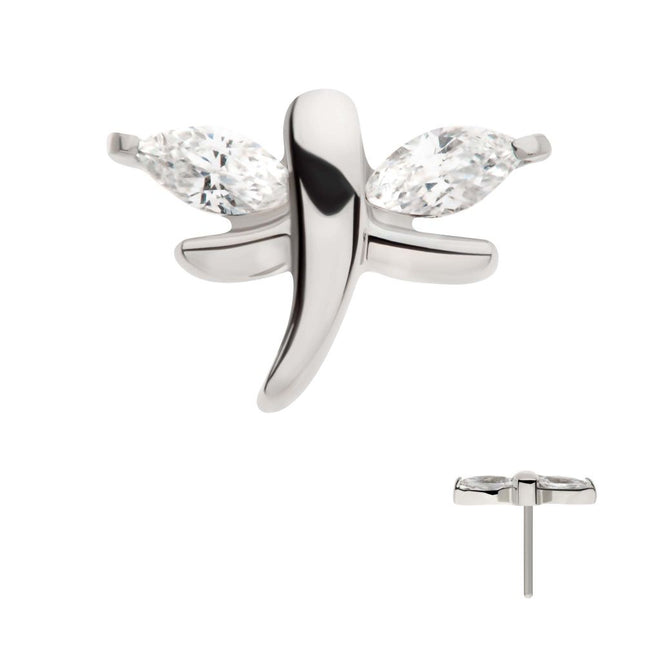 Invictus Titanium Threadless Prong Set Marquise CZ Dragonfly Top