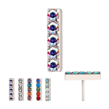 Invictus Titanium Threadless Prong Set Crystal/CZ/Opal 5-Cluster Bar Top