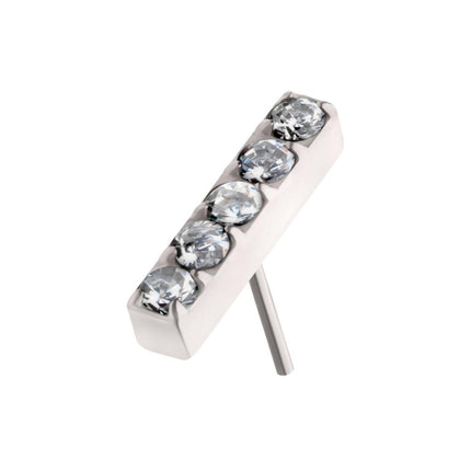 Invictus Titanium Threadless Prong Set Crystal/CZ/Opal 5-Cluster Bar Top