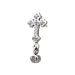 Invictus Titanium Threadless Milgrain Edge Prong Set CZ Gem Cross Top with Dangle Bezel Gem