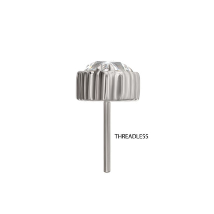 Invictus Titanium Threadless Beaded Edge Prong Set Teardrop CZ Gem Top