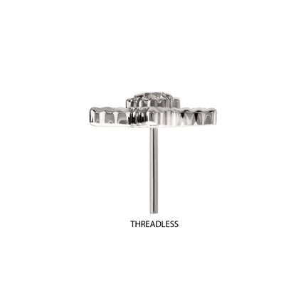 Invictus Titanium Threadless Milgrain Edge Star Top with Prong Set CZ Gem