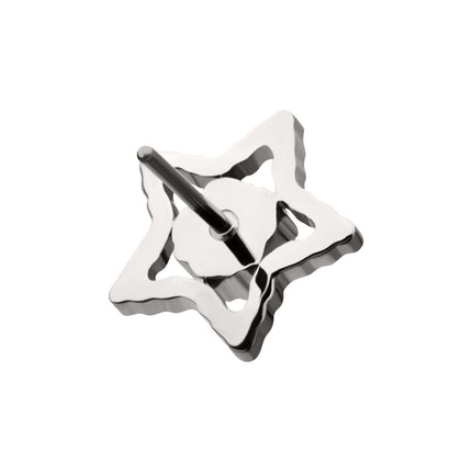 Invictus Titanium Threadless Milgrain Edge Star Top with Prong Set CZ Gem