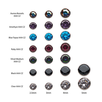 Invictus Titanium Threadless with Bezel Set AAA CZ Top