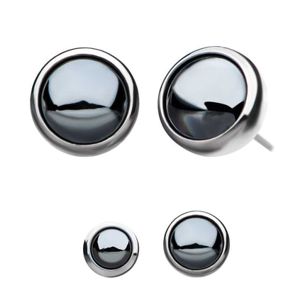 Invictus Titanium Threadless Bezel Set Hematite Gem Front Facing Top