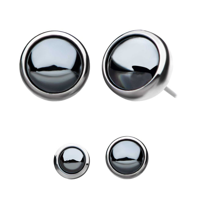 Invictus Titanium Threadless Bezel Set Hematite Gem Front Facing Top