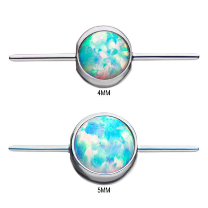 Invictus Titanium Threadless Bezel Set White Opal Connector