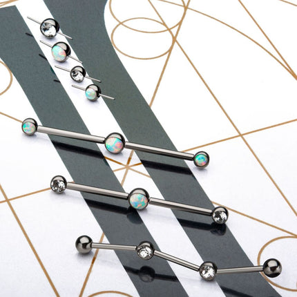 Invictus Titanium Threadless Bezel Set White Opal Connector