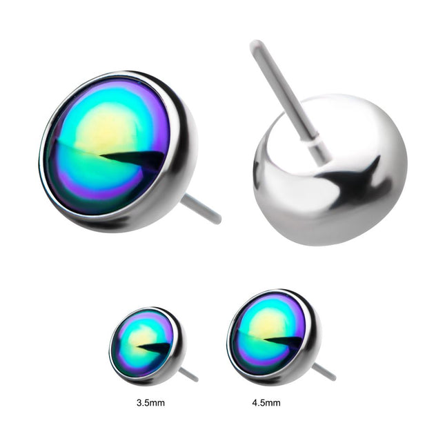 Invictus Titanium Threadless Bezel Set Oil Slick Pearl Front Facing Top