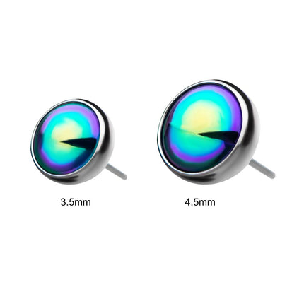 Invictus Titanium Threadless Bezel Set Oil Slick Pearl Front Facing Top