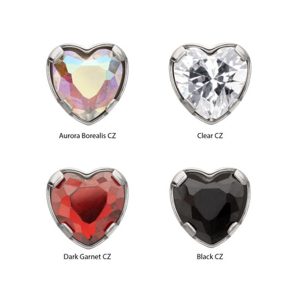 Invictus Titanium Threadless Prong Set Heart Shaped Gem Top