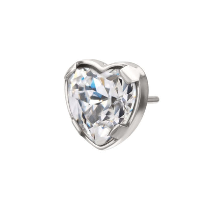 Invictus Titanium Threadless Prong Set Heart Shaped Gem Top