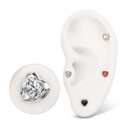 Invictus Titanium Threadless Prong Set Heart Shaped Gem Top