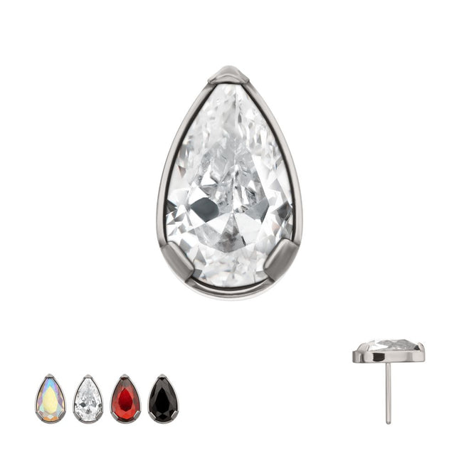 Invictus Titanium Threadless Prong Set Teardrop Shaped Gem Top