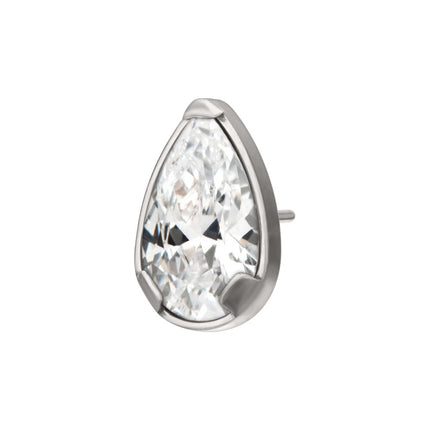 Invictus Titanium Threadless Prong Set Teardrop Shaped Gem Top