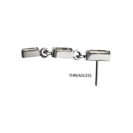 Invictus Titanium Threadless Triple Baguette Gem Dangle Top