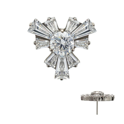 Invictus Titanium Threadless Round & Baguette Cluster Gem Radiant Beam Top