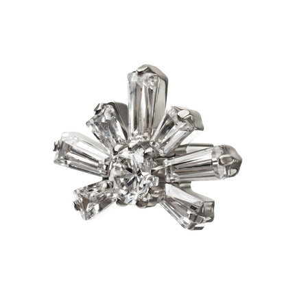 Invictus Titanium Threadless Round & Baguette Cluster Gem Sunray Top