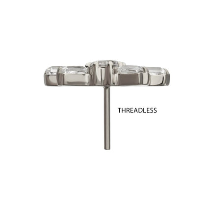 Invictus Titanium Threadless Round & Baguette Cluster Gem Sunray Top