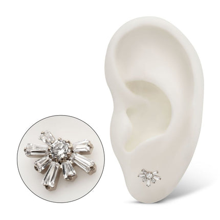 Invictus Titanium Threadless Round & Baguette Cluster Gem Sunray Top