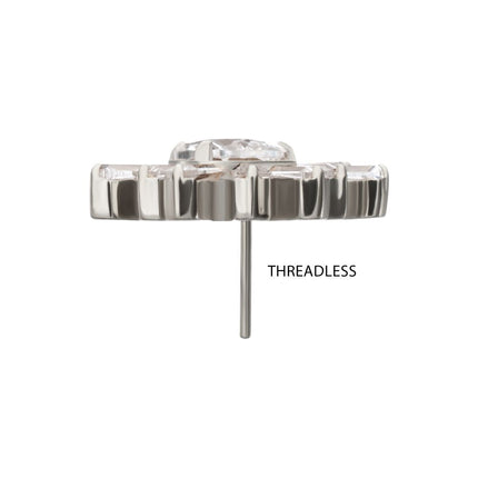 Invictus Titanium Threadless Teardrop & Baguette Cluster Gem Sunray Top