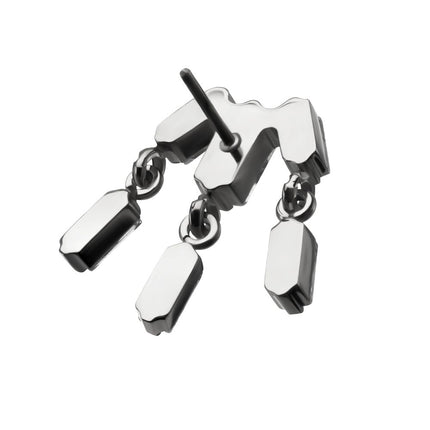 Invictus Titanium Threadless 3-Cluster Baguette Prong Set Gem Top with Dangle Gem