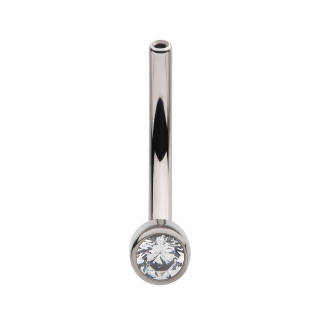 Invictus Titanium Threadless with Bezel Set CZ Fixed Disc Bottom Curved Barbell