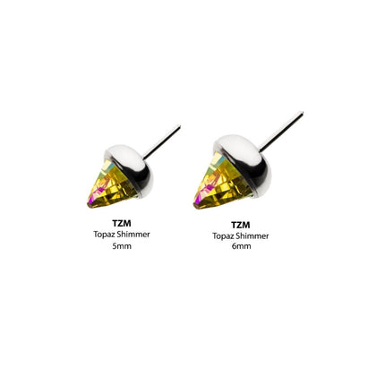 Invictus Titanium Threadless Swarovski Glass Bezel Set Cone Top