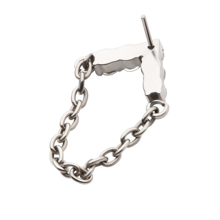 Invictus Titanium Threadless 5-Cluster Round AAA CZ Chevron Shape Top with Dangle Chain
