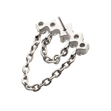 Invictus Titanium Threadless 5-Cluster Round AAA CZ Top with 2 Tier Dangle Chain